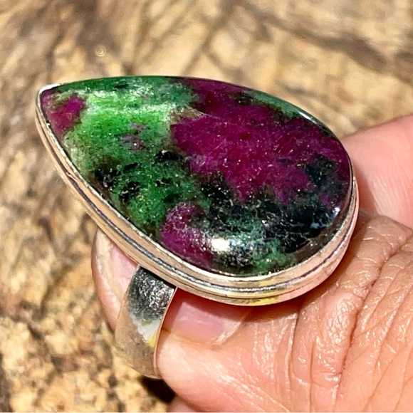 Ruby Zoisite Statement Ring Size 9 - Picture 6 of 11